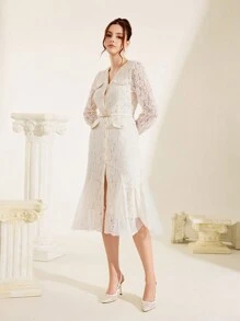 CUCCOO CHICEST 纯色拼接金属装饰简约休闲女式高跟鞋 - 米色 - 查看 5