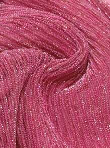 SHEIN Clasi Plus Size Elegant Glitter Lantern Sleeve Dress - Pink - View 6