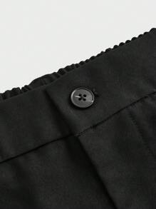 Mainfolk Plus Size Men Woven Long Black Suit Pants - Black - View 4