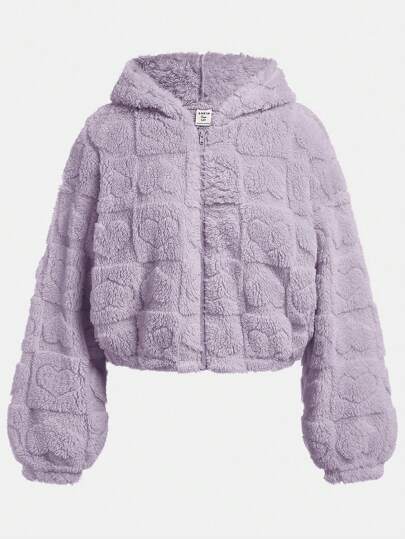 SHEIN Girlism 少女纯色 V 领休闲双面心形羊毛开衫