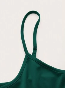 SHEIN Essnce Váy suông không tay màu trơn tối giản cho nữ, mùa hè - Màu xanh lá cây đậm - Xem 4