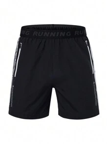 Manfinity Sport Corelite Shorts deportivos de corte holgado con cierre lateral de cinta con diseño de estilo novio para hombres - Negro - Ver 1