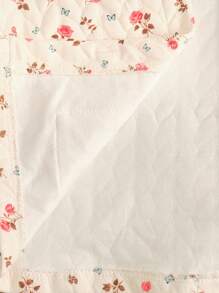 SHEIN Baby Girls Winter Warm Thicken Fuzzy Trim Ditsy Floral Jacket, Cozy Outerwear With Hoodie - Multicolor - View 7