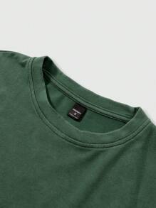 Manfinity EMRG Casual Men's Minimalist Slogan Printed Short Sleeve T-Shirt - Dark Green - View 5