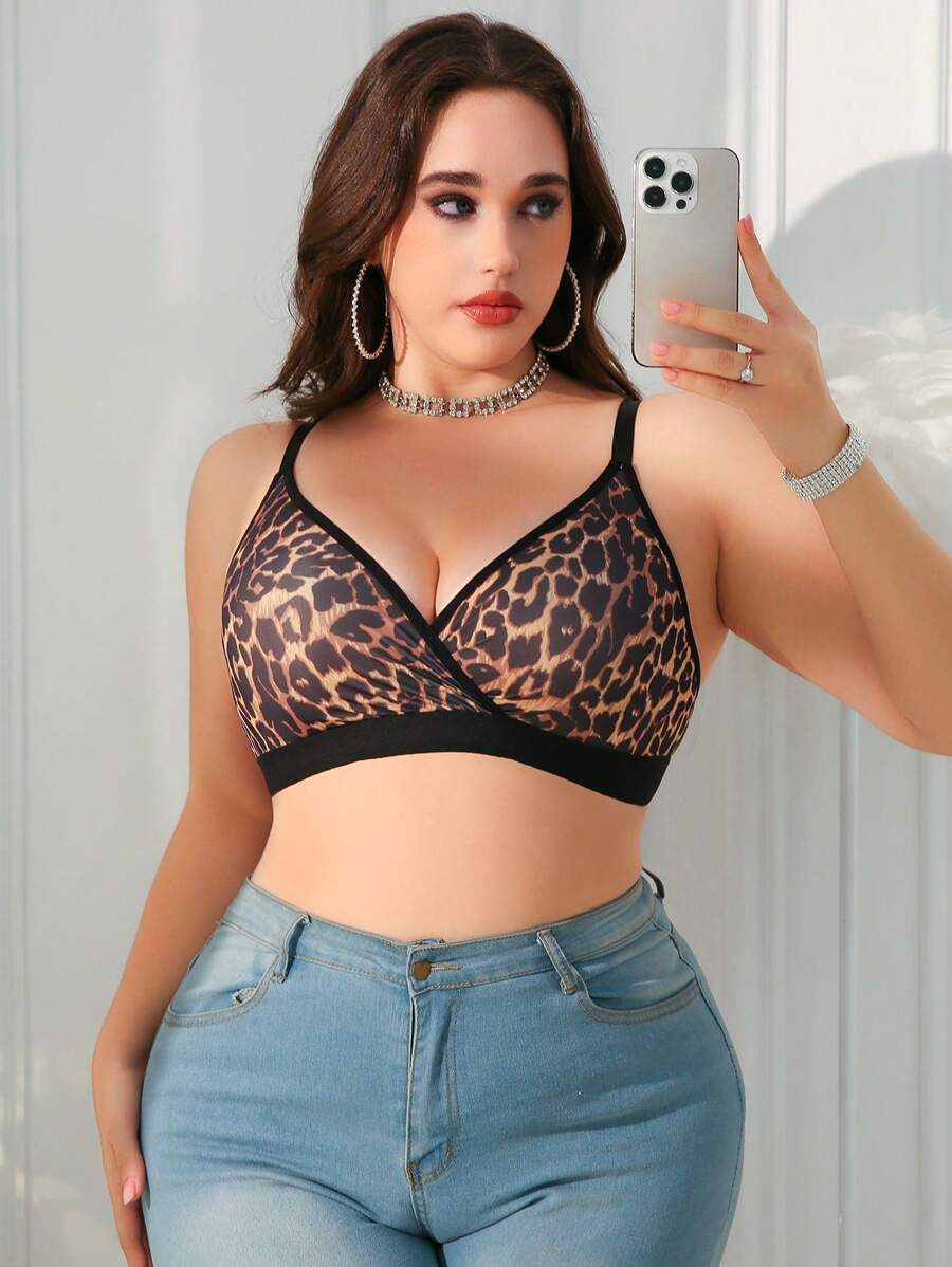 1pc Plus Size Wireless Unpadded Bra, Lift - Multicolor - View 1