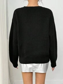 Chiquease Autumn/Winter Contrast Color, Bow Decor, Loose Warm And Comfortable Pullover Sweater