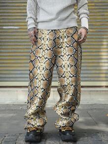 Manfinity EMRG 男士时尚蛇皮印花牛仔长裤 - 彩色 - 查看 6