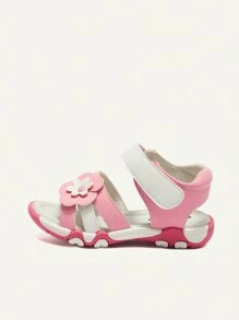 Cozy Pixies 1pair Fashion Versatile Vintage Casual Comfy Cute Beach Sandal For Little Girls, Dual-Color Sole