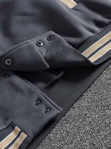 Manfinity EMRG Plus Size Men's Letter Graphic Long Sleeve Varsity Jacket, Campus Style - Multicolor - View 5