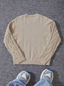 Maglione lavorato a maglia grossolana minimalista di colore unito per ragazzi pre-adolescenti, ottimo per l'autunno/inverno