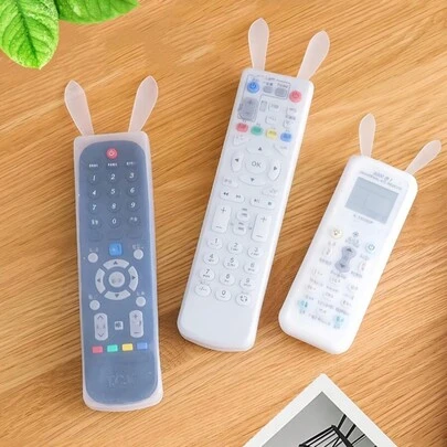 2 peças/Conjunto Capa de Controle Remoto de Silicone, Capa de Controle Remoto Decorativa Minimalista e Transparente em Formato de Orelha de Coelho para Casa, Escola, Escritório, Doméstico, Viagem, Bolsa, Organizador, Armazenamento