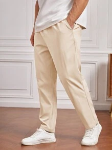 Manfinity VCAY 大码男式休闲斜口袋抽绳腰长裤，日常穿着