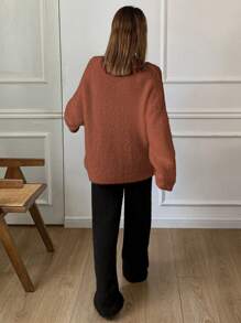 DAZY 羊绒般柔软简约家居服套装秋冬睡衣 - 棕色 - 查看 2