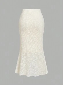 SHEIN MOD 杏色蕾丝背心鱼尾裙两件套梦幻正式套装、舞会套装、巡航女士服装、衣服、90 年代服装、秋季套装、韩国时尚、僵尸新娘、伴娘套装、晚宴服装、生日女士服装、返校节、荷叶边套装、文艺复兴