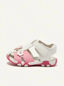 Cozy Pixies 1 par Sandalias deslizantes de niña de dos tonos, versátiles, retro, casuales y cómodas para el verano