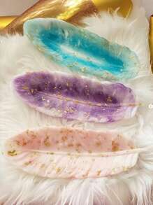 DIY 水晶环氧树脂硅胶模具，用于制作羽毛形托盘、储物盒、镜面托盘、欧式餐盘羽毛形环氧树脂模具套装 - 铂金硅胶 DIY 托盘模具，用于水晶树脂艺术制作珠宝盘、梳妆盘和欧式餐盘无气泡镜面杯垫和储物盒模具烘焙垫与熟食板兼容 - 白色 - 查看 2