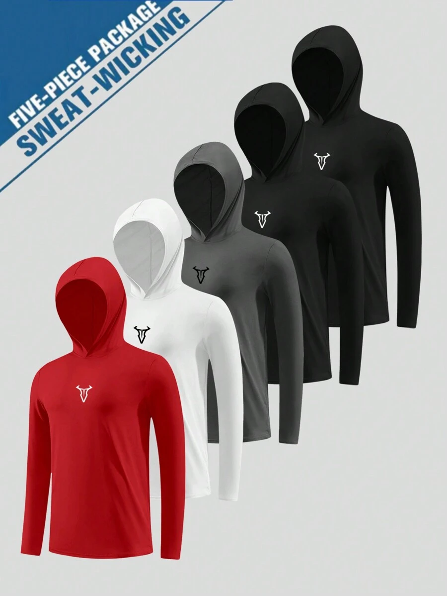 Manfinity Sport Corelite Boyfriend-Stil Herren Sweatshirt mit Stier-Kopf-Aufdruck, Langarm Kapuzensweatshirt, lässiger Fitness-Sport-Pullover für Laufen und aktive Freizeitbekleidung, Herren Kapuzenpullover im Ausverkauf, langärmelige Basis-Kapuzenjacke, Y2K Hoodies für Herren