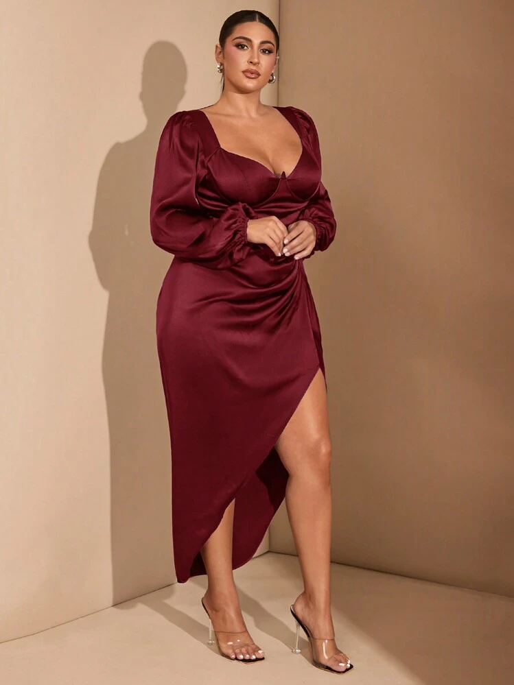 cootie brown's ranch dressing recipe Plus Size Burgundy Plissé Batwing Maxi Dress main image 1