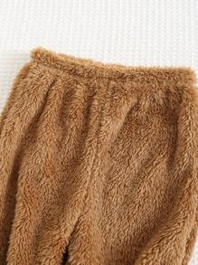 Cozy Pixies 2 件套男婴卡通熊图案 3D 耳朵连帽长袖套头衫和慢跑裤套装 - 棕色 - 查看 7