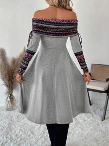 EMERY ROSE Vestido de longitud media casual de mujer con estampado geométrico de retazos, para otoño/invierno