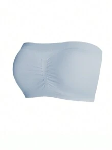 SuitURBody 3pcs/Set Women Plain Ruched Bandeau Bra Casual Lingerie Set
