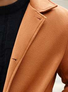 Manfinity Homme 1pc Men's Solid Color Lapel Jacket, Casual For Autumn - Brown - View 7