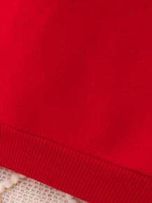 Áo nỉ dài tay cổ tròn lót vải kẻ caro họa tiết tuần lộc mừng Giáng sinh cho bé trai, thích hợp cho mùa Giáng sinh và mùa thu đông - Đỏ - Xem 6