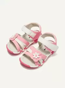 Cozy Pixies 1pair Fashion Versatile Vintage Casual Comfy Cute Beach Sandal For Little Girls, Dual-Color Sole