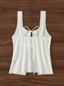 Swim SXY 1 pieza Parte superior corta sin mangas con tirantes de lazo sexy para vacaciones de verano