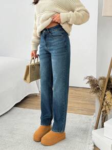 SHEIN Cottnline CASUAL HIGH RISE MOM FIT VINTAGE JEANS - Medium Wash - View 5