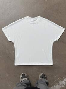 Manfinity EMRG Camiseta casual de cuello redondo de manga corta con estampado de eslogan y personaje de dibujos animados para hombres