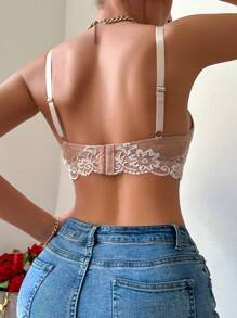 3pcs Set Women's Floral Lace Fashion Underwire Lingerie Bras - Multicolor - View 3