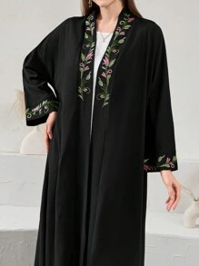 Al Najma Áo khoác cardigan dài thêu hình bướm thanh lịch, mùa thu - màu đen - Xem 6