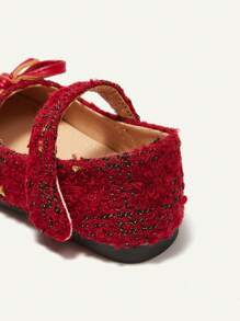 Cozy Pixies 1 双可爱女孩蝴蝶结格子红色钩环平底休闲鞋，公主风格适合所有季节 - 紅色 - 查看 6