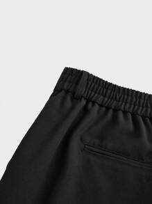 Mainfolk Plus Size Men Woven Long Black Suit Pants - Black - View 3