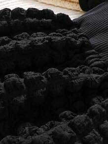 SHEIN 2pcs/Set Baby Girls Fashionable Minimalist Casual Style Popcorn Pattern Warm Matched Set For Autumn/Winter - Black - View 5