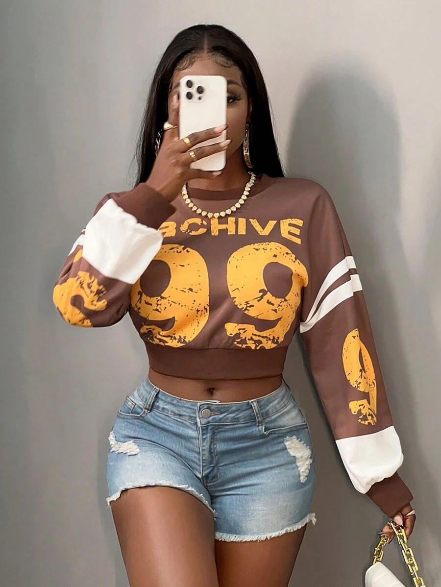 Slaydiva Nueva sudadera informal con estampado de letras para otoño, estilo callejero, adecuada para uso diario, Año Nuevo, Día de San Valentín