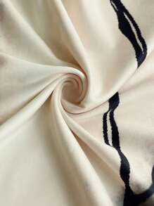 INAWLY 女士休闲字母与卡通印花圆领长袖中长连衣裙，秋季 - 杏色 - 查看 8