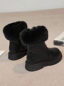 1 双女童优雅时尚百搭冬季厚保暖靴，儿童 - 黑色 - 查看 3