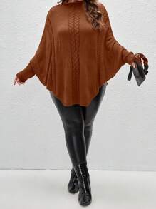 EMERY ROSE 大码纯色高领毛衣，简约时尚，适合日常休闲穿着，也是秋季秋季针织套头衫的理想之选。 - 咖啡棕 - 查看 4