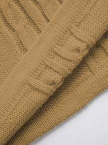 Chiquease Women Casual Solid Color Cable Knit Sweater Skirt - Khaki - View 5