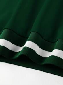 Aesthetic Post Men's Letter Flocking Loose Fit V-Neck Sweatshirt, Casual Sports Style, For Fall, Long Sleeve Top - Dark Green - View 8