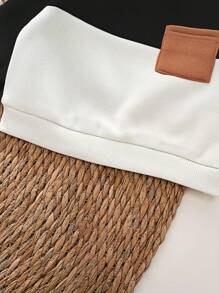 Cozy Pixies 2 Stücke/Set Baby Jungen Kontrast Farbe Flicken Gestrickt Weicher Rundhals Langarm Pullover & Jogginghose Set - Schwarz und Weiss - Übersicht 3