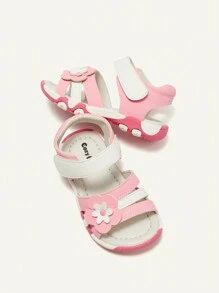 Cozy Pixies 1pair Fashion Versatile Vintage Casual Comfy Cute Beach Sandal For Little Girls, Dual-Color Sole