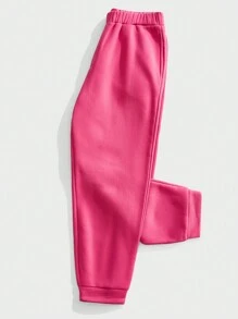 Forever 21 男士字母压纹保暖内衬运动衫和运动裤两件套，适合秋冬季穿着 - 玫紅色 - 查看 3