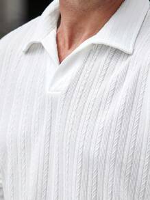 Manfinity CasualCool Chemise polo à manches longues de base avec col, texture côtelée, décontractée pour homme, pour sortir, pour le mari