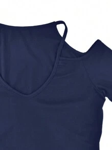INAWLY Round Neck Short Sleeve T-Shirt With Hanging Neckline And Spaghetti Strap, Minimalist & Fashionable