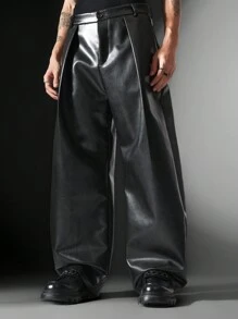 SUMWON Wide Fit PU Tailoring Trouser With Pleats