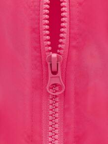 SHEIN Girls Oversized Water-Resistant Hooded Windbreaker Jacket, Loose Fit Graphic Print, For Spring/Autumn - Hot Pink - View 4