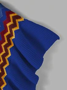 Flirla Cárdigan de punto con volantes de estilo bohemio y diseño de envoltura, talla grande